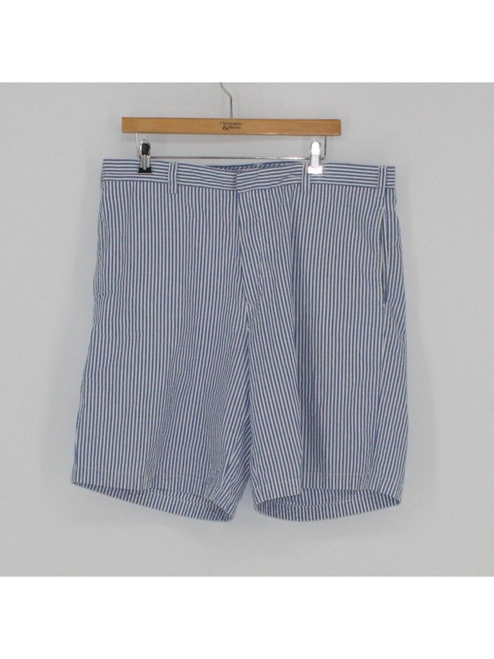 10) Nautica Clipper Blue & White Striped Cotton Relax Fit Shorts Men Size 38 W